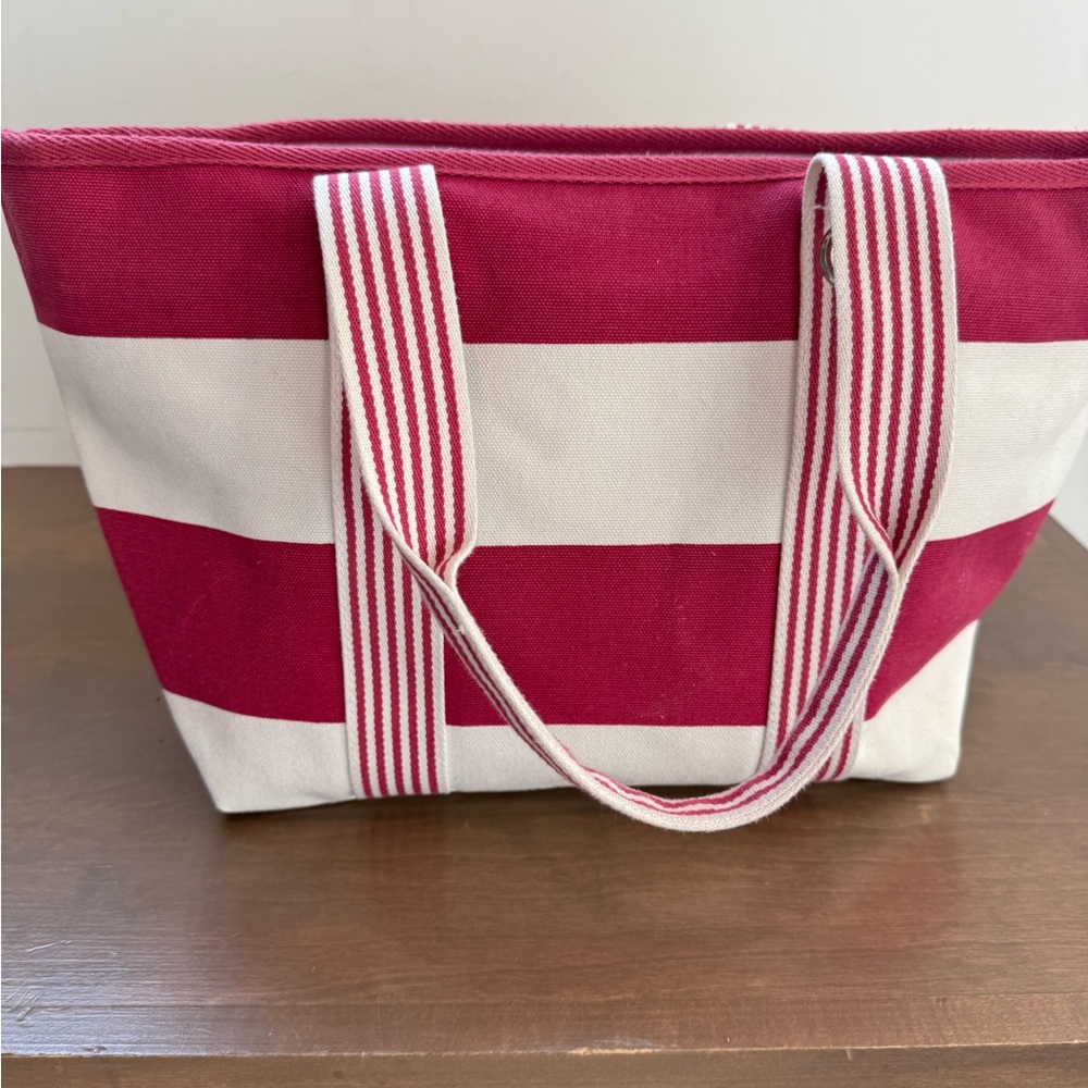Lacoste Pink and White Striped Women's Tote Bag - Picture 6 of 12